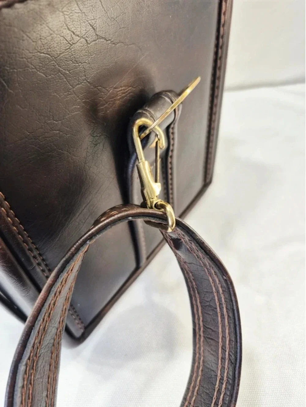 Vintage 70's Brown Leather hard case camera equipment carrierbag c